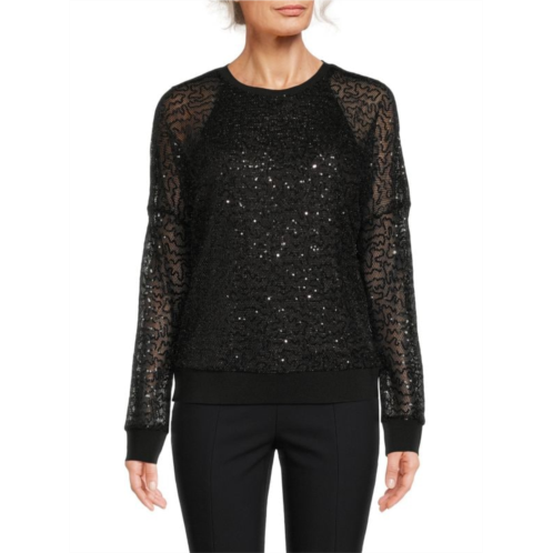 DKNY Sequin Dolman Sleeve Top