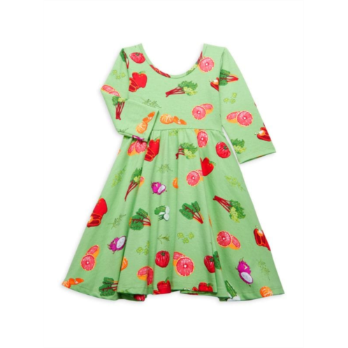 Worthy Threads Little Girls & Girls Greens Market Fit and Flare Dress