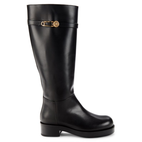 Versace Leather Knee High Boots