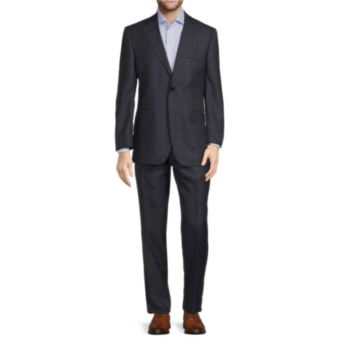 Saks Fifth Avenue Classic Fit Plaid Wool Blend Suit