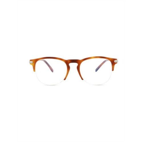 Brioni 51MM Round Half Rim Eyeglasses