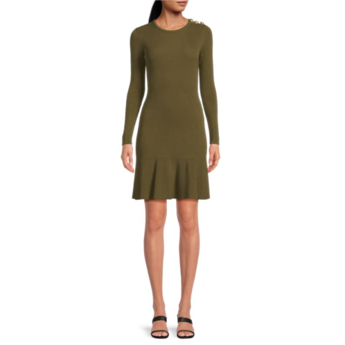 Derek Lam 10 Crosby Vanessa Rib Knit Flounce Dress