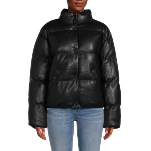 Velvet Ally Faux Leather Puffer Jacket