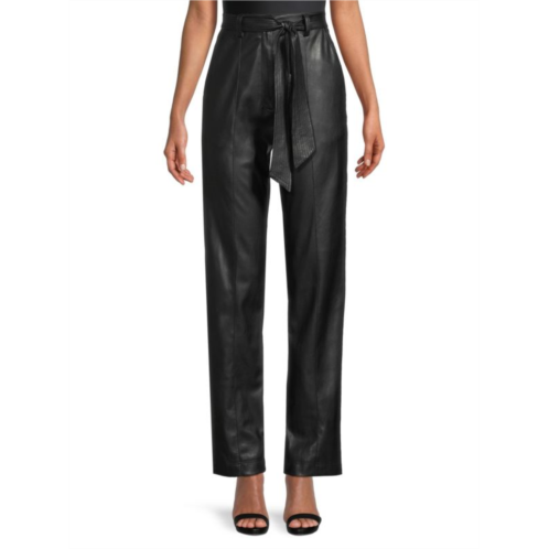Donna Karan Belted Faux Leather Pants
