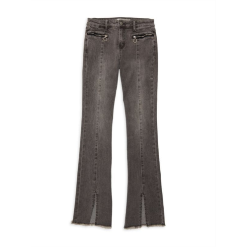 Tractr Girls High Rise Washed Flare Jeans
