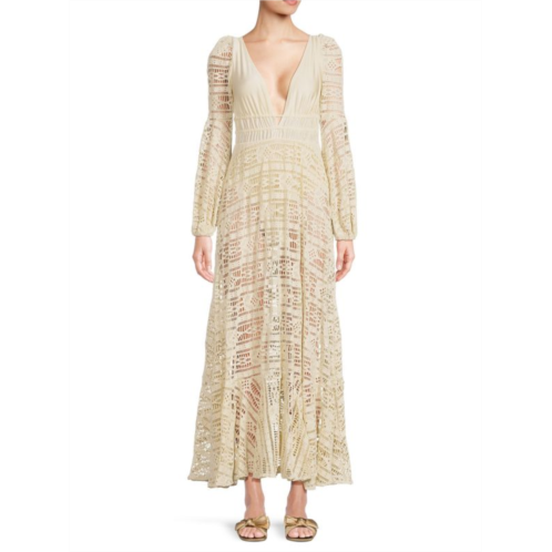 PatBO Crochet Plunging Cover Up Dress