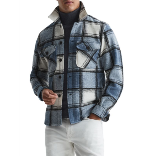 Reiss Belair Checked Wool Blend Shirt Jacket