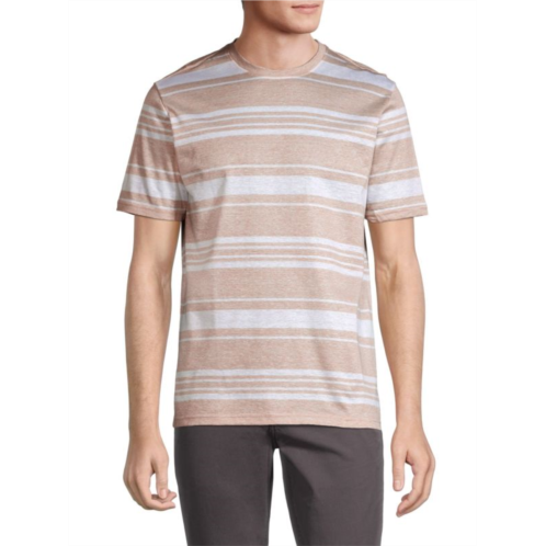 Saks Fifth Avenue Stripe Cotton & Linen Blend T Shirt