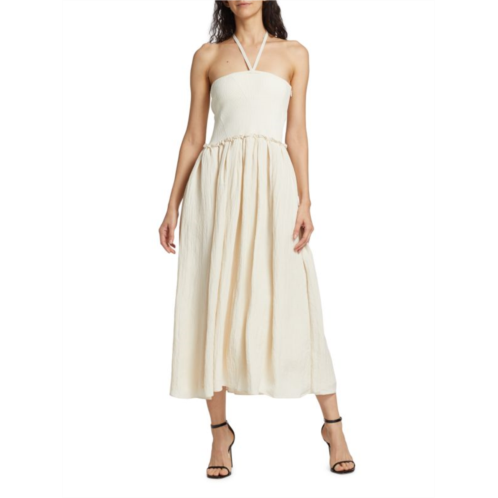 Tanya Taylor Suzie Rib Knit Halter Midi Dress