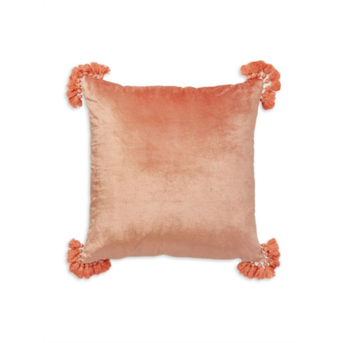 Roselli Trading Raj Terracotta Velvet Tassel Square Throw Pillow
