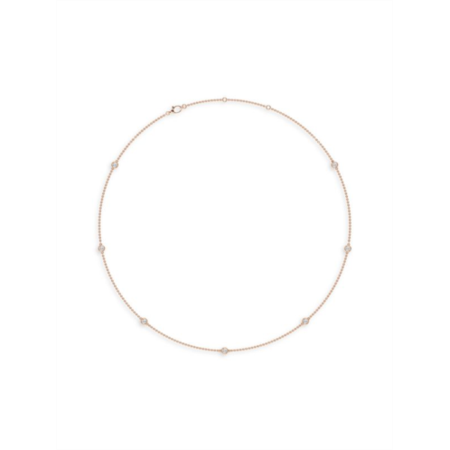 Saks Fifth Avenue Build Your Own Collection 14K Rose Gold & Lab Grown Diamond Bezel Station Necklace