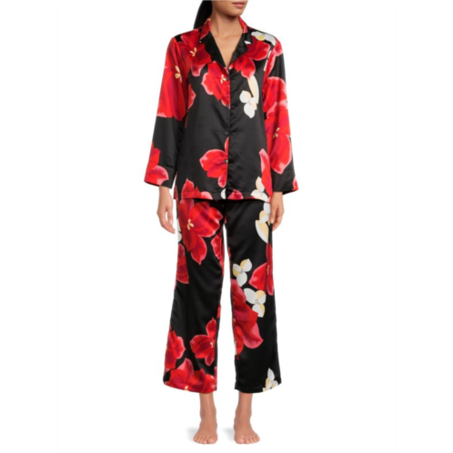 Natori 2-Piece Print Satin Pajama Set