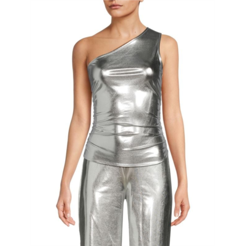 Renee C. Metallic One Shoulder Top