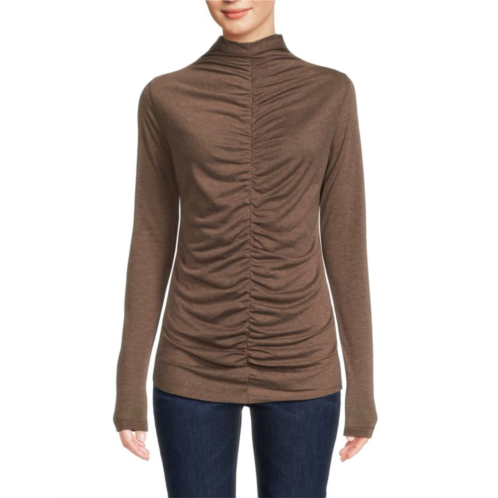 Renee C. Ruched Mockneck Top