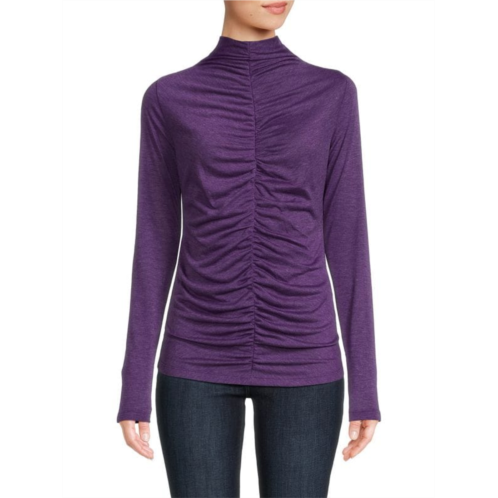 Renee C. Ruched Mockneck Top