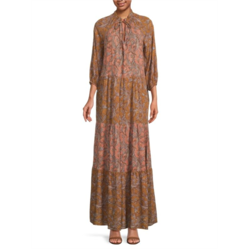 Renee C. Paisley Print Tiered Maxi Dress