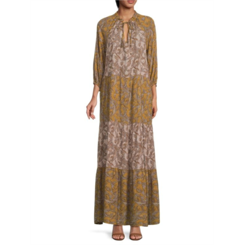 Renee C. Paisley Print Tiered Maxi Dress