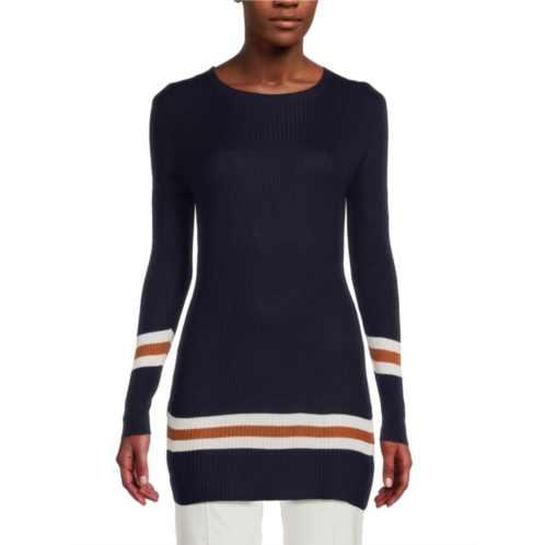 Renee C. Ribbed Striped Longline Sweater