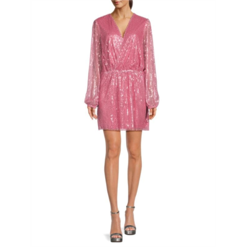 Walter Baker Callypso Sequin Surplice Mini Dress