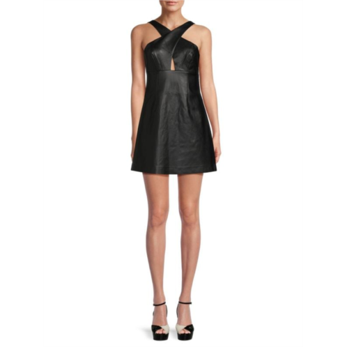 French Connection Crolenda Faux Leather Halter Mini Dress