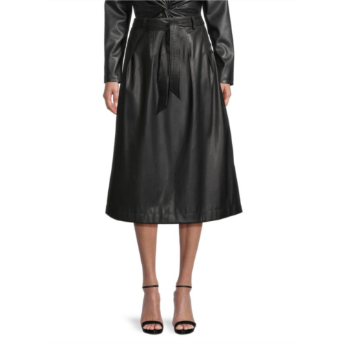 Donna Karan City Mist Faux Leather Midi Skirt