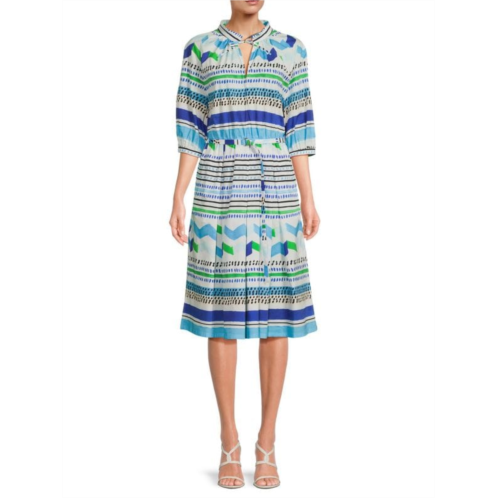 Piazza Sempione Abito Print Belted Midi Dress