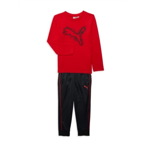 Puma Little Boys 2-Piece Logo Fleece Sweatshirt & Joggers Set