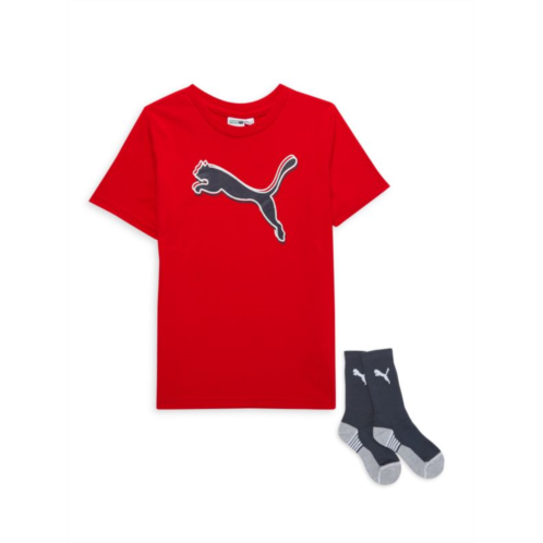 Puma Little Boys 2-Piece Logo Tee & Socks Set