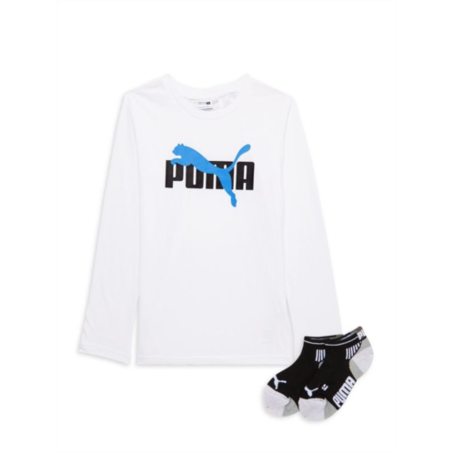 Puma Little Boys 2-Piece Logo Tee & Socks Set