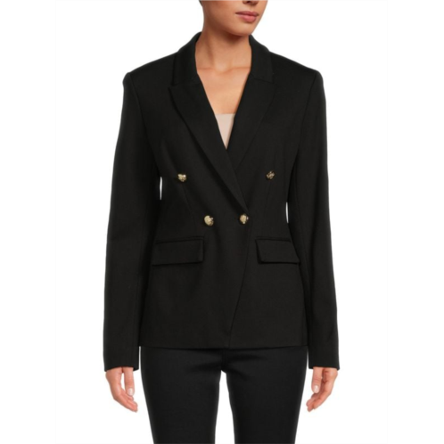 T Tahari Solid Double Breasted Blazer
