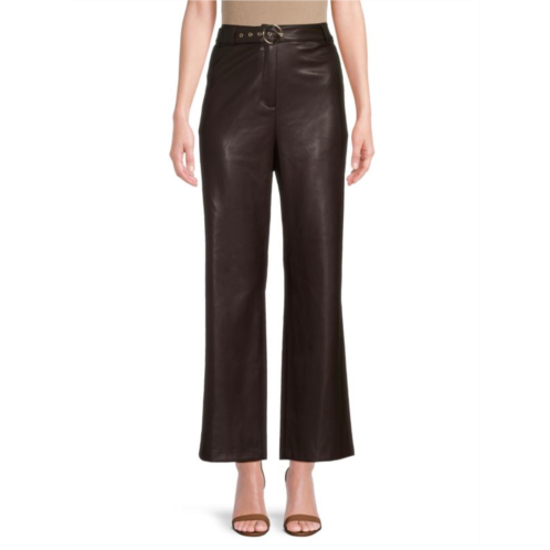 T Tahari Faux Leather Belted Pants