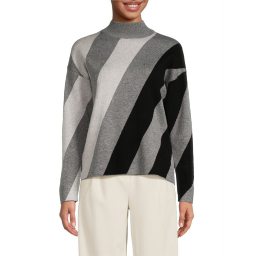 T Tahari Mockneck Stripe Sweater