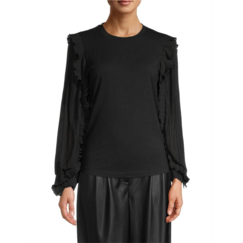 Elie Tahari Georgette Sleeve Crewneck Top