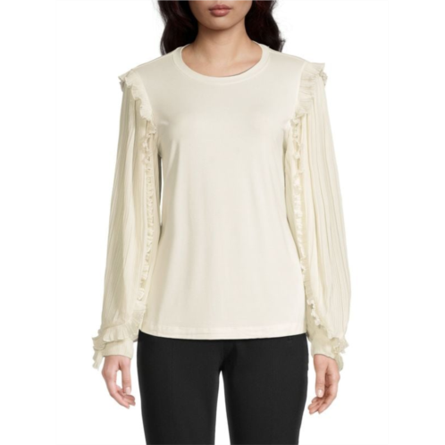 Elie Tahari Georgette Sleeve Crewneck Top