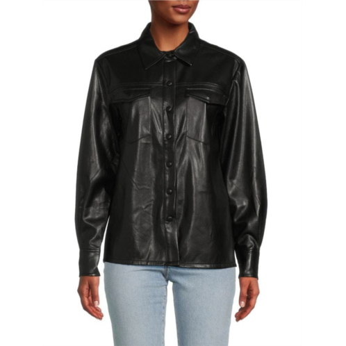 Good American Better Than Leather Faux Leather Shirt