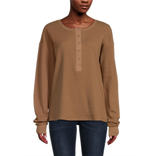 Good American Thermal Waffle Henley Top