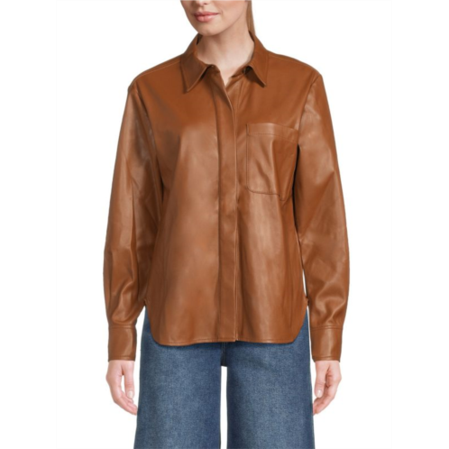 Good American Faux Leather Button Down Shirt