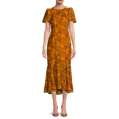 Rhode Arabella Leaf Print Midi Dress