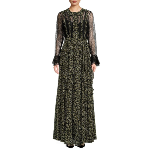 Mikael Aghal Lace Floral Gown