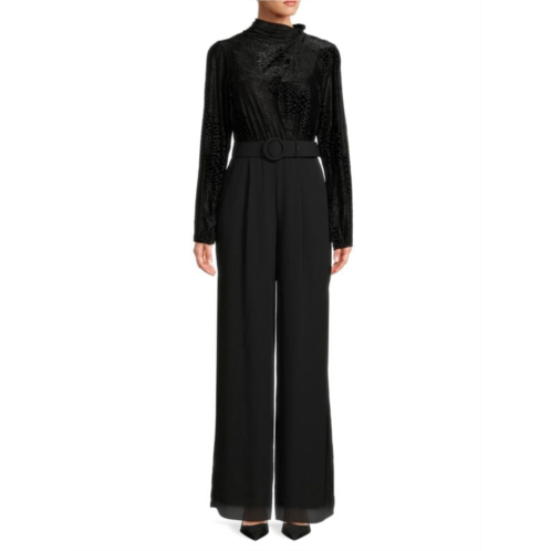 Mikael Aghal Burnout Belted Wide Leg Jumpsuit