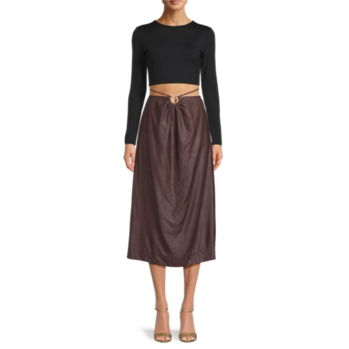 SIMKHAI Mikah Tie Back Midi Skirt