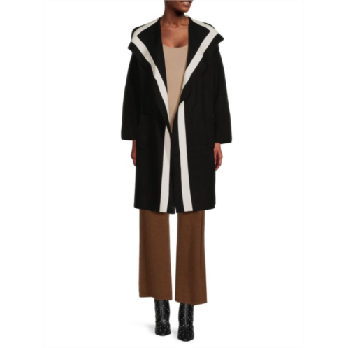 Tahari Tipped Open Front Coat