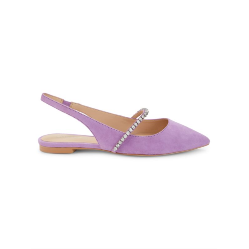 Stuart Weitzman Crystalline Slingback Suede Flats