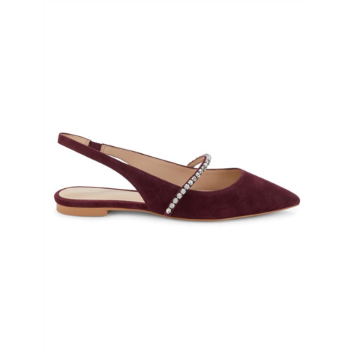 Stuart Weitzman Crystalline Slingback Suede Flats