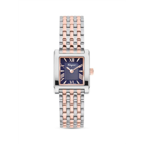 FERRAGAMO Lace Rose Gold & Stainless Steel Square Watch