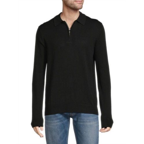 Saks Fifth Avenue Long Sleeve Quarter Zip Polo Sweater