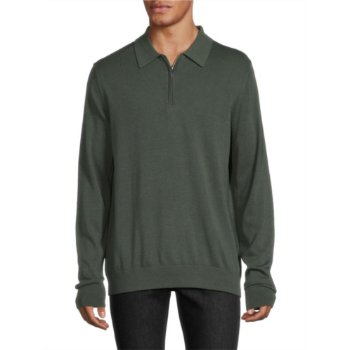 Saks Fifth Avenue Long Sleeve Quarter Zip Polo Sweater