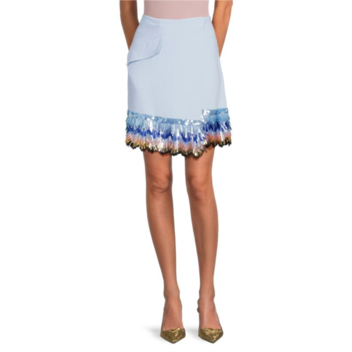 Lanvin Sequin Hem Virgin Wool Mini Skirt