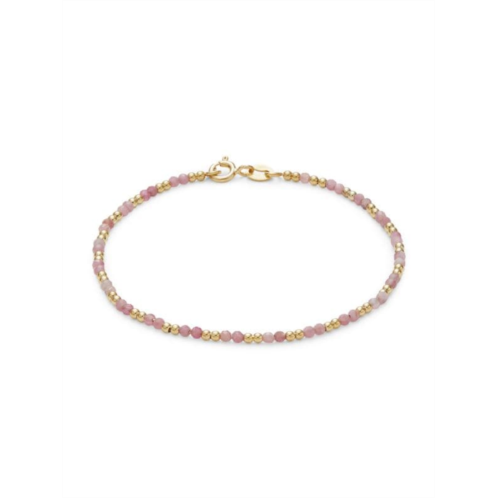 Saks Fifth Avenue Made in Italy 14K Yellow Gold & Rose Quartz Beaded Bracelet