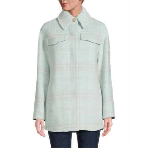 Vince Plaid Wool Blend Shirt Jacket